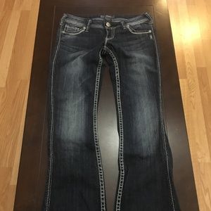 Jupe En Jean Argenté - Taille 29 - Style Western Mini - Occasion Très Bon état - Silver Jean